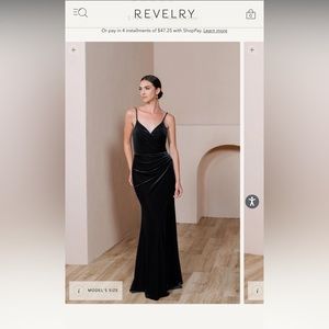 Revelry Rory Velvet Dress (Black 620, Size 8)